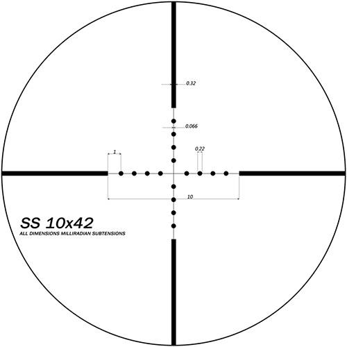    SWFA SS MOA 10x42 RF 30mm,  Mil-Dot SS10X42