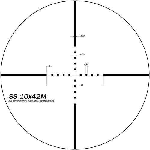   SWFA SS MOA 10x42 SF 30mm,  Mil-Dot SS10X42M