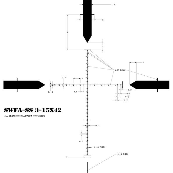    SWFA SS MRAD 3-15x42 SF 30mm,  Mil-Quad SS315X42MQ